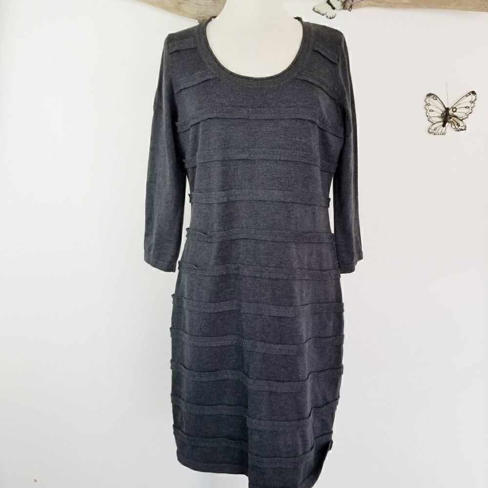 Calvin Klein L charcoal gray career sweater dress
